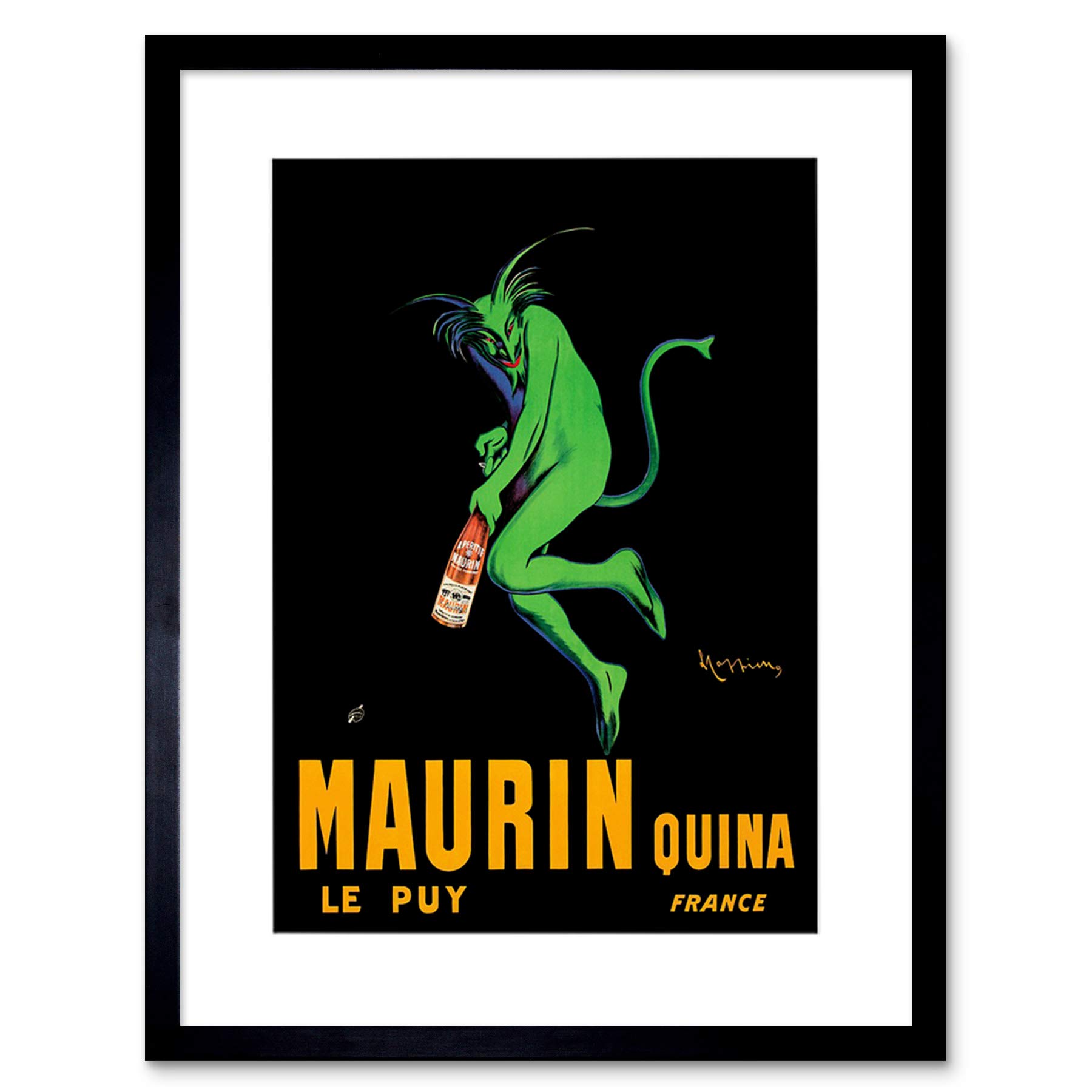 Wee Blue Coo Ad Drink Alcohol Maurin Quina Green Devil France Framed Wall Art Print