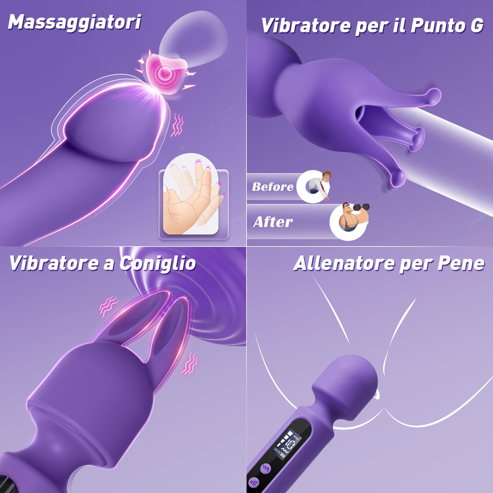Vibratore Sexytoysys Coppia, Set Vibratori Sex Toys con 3 Accessori 10x4 Modalità, Vibratoreper Donna Professionale + Dildo Anale Sex Toy + Masturbatore Uomo, Vibratoriper Donne Sexytoysys Uomo