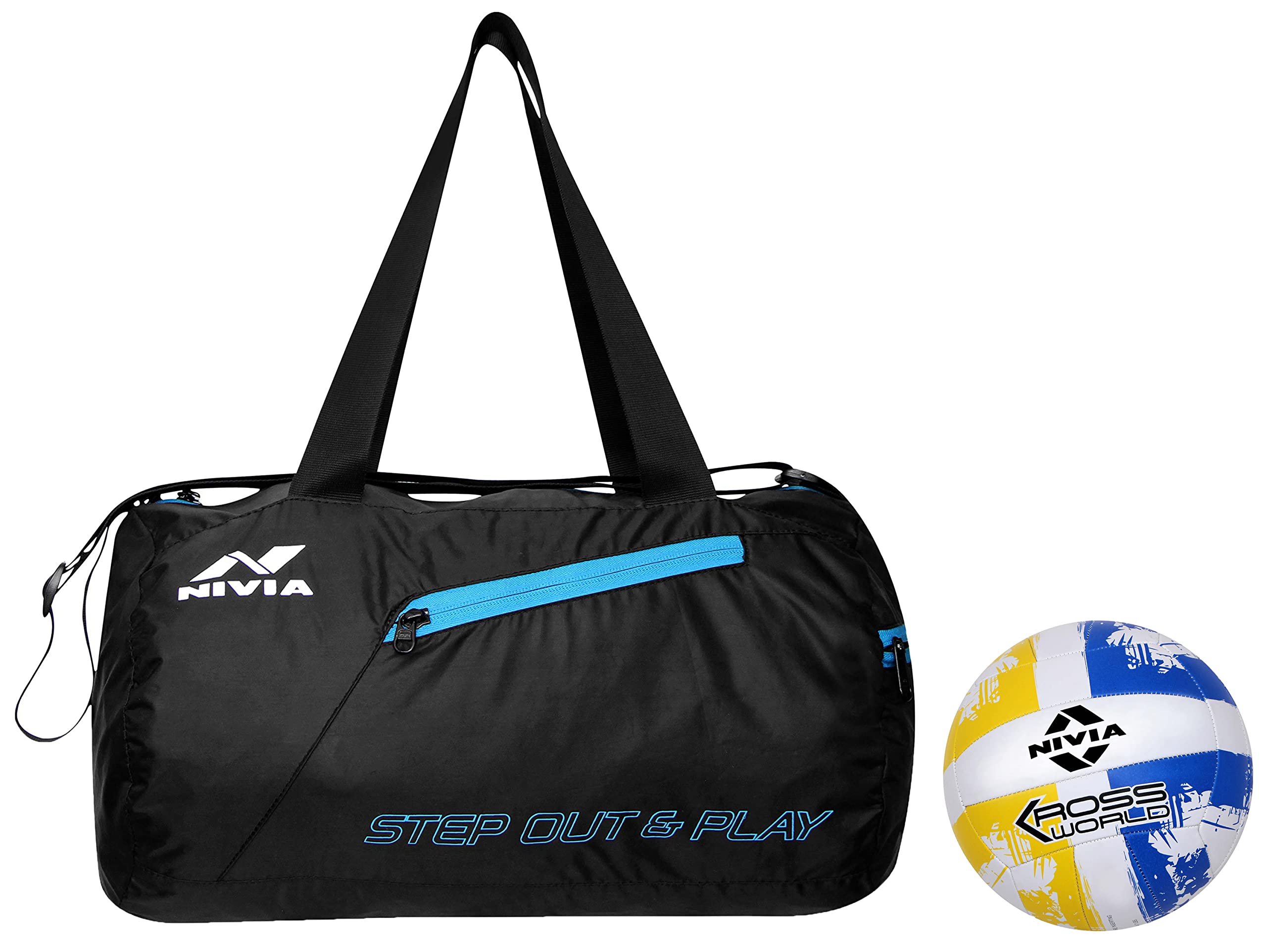 Nivia Kross Rubber Hand Stitched Volleyball, Size 4, (Yellow and Blue) Deflate 5180Bk Polyester Round Bag (Black, Gym Bag) (B0BB6PX2VM) Amazon Price History, Amazon Price Tracker