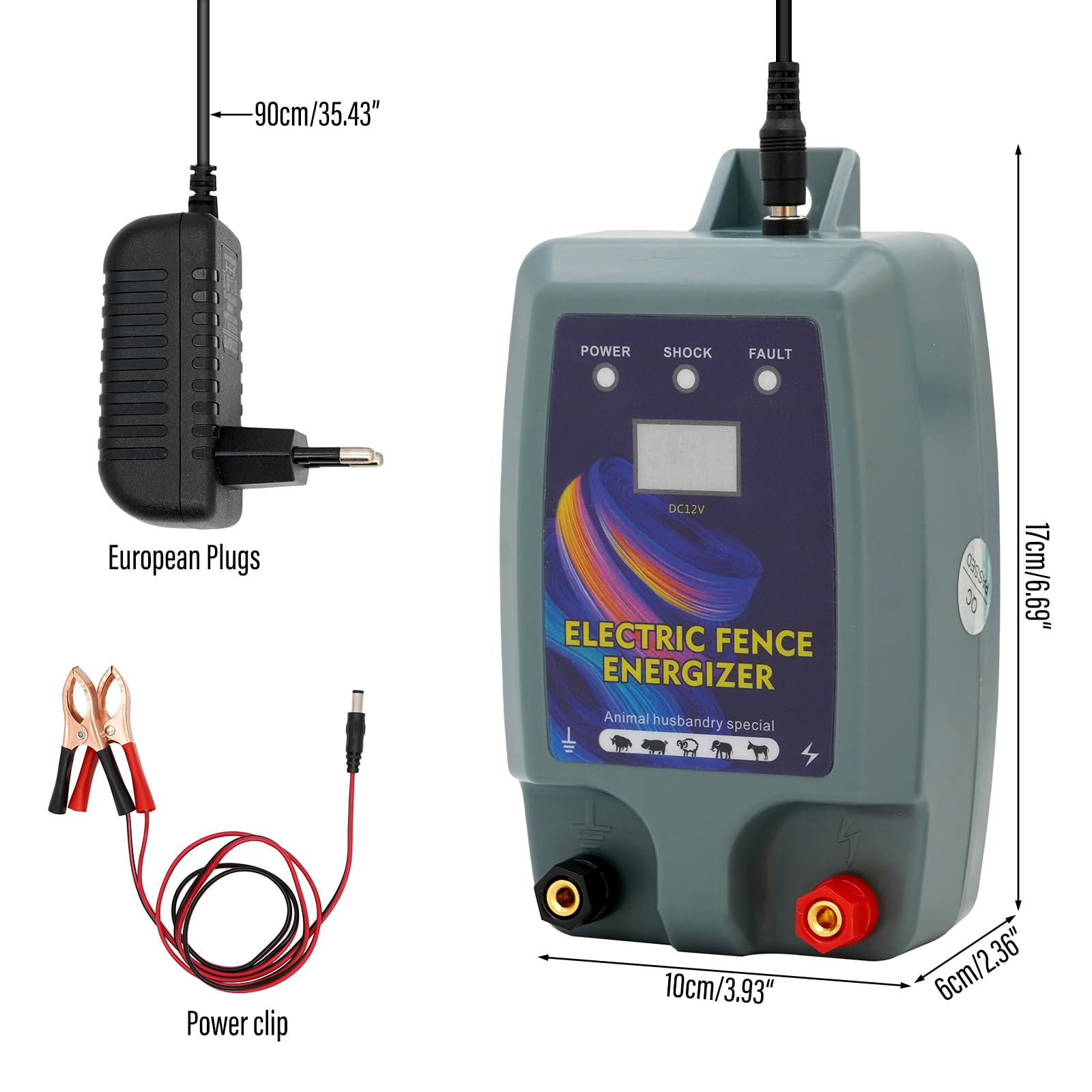 Elektryczny elektryzator ogrodzenia 5 kM 12 V, ogrodzenie elektryczne dla zwierząt, owca, świnia, koń, płot pastwiskowy, wtyczka UE, ogrodzenie elektryczne dla psów