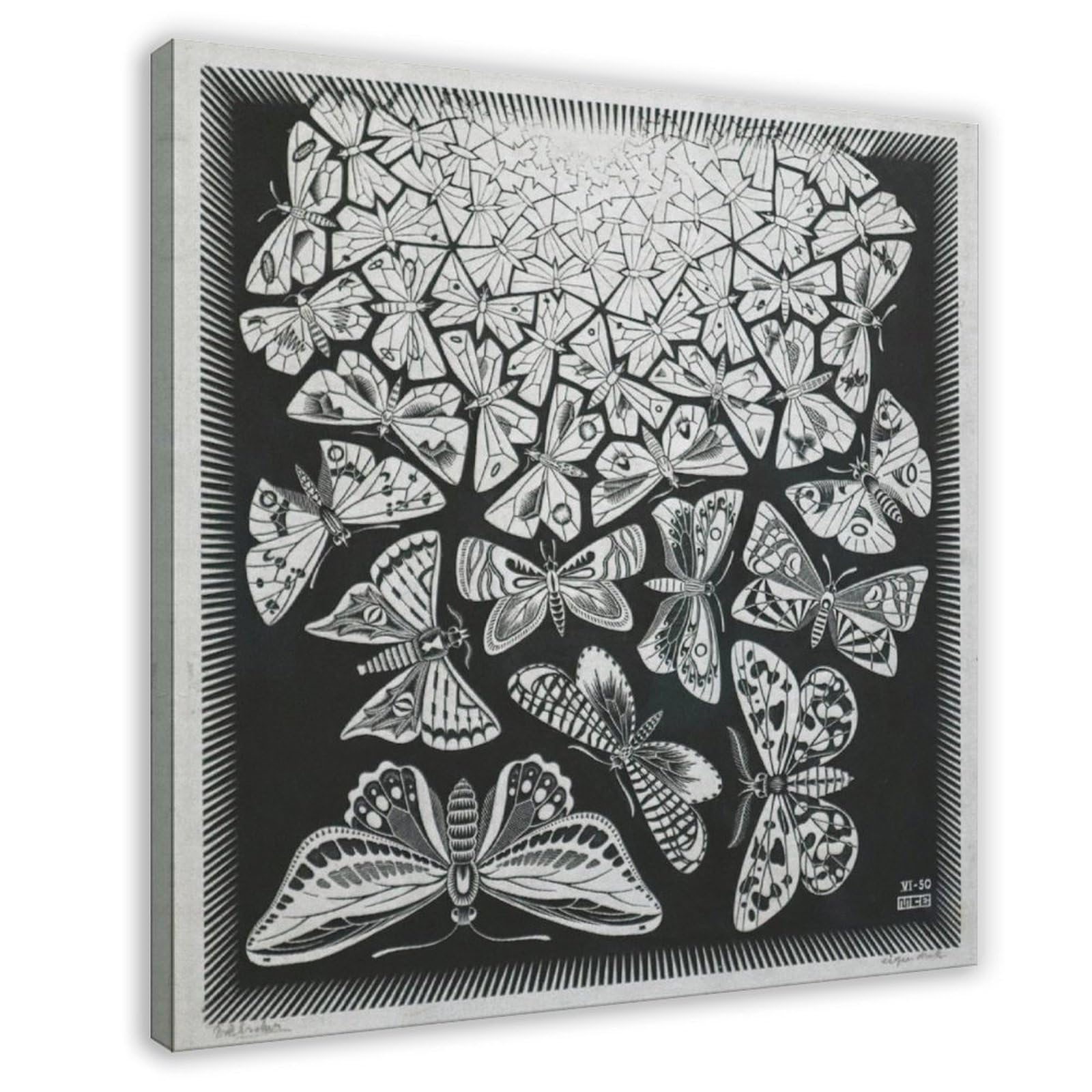 WCYB Butterflies by Maurits Cornelis Escher Prints Posters Canvas Deco Paintings Wall Art For Office Living Room Frame 28" L X 28" W