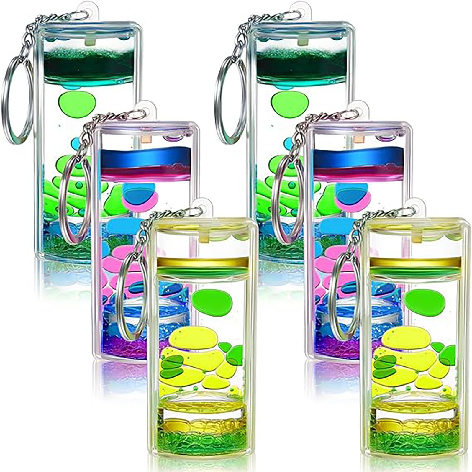 Tazweeq 1 Pack Liquid Motion Bubbler Keychains, Liquid Motion Bubbler Sensory Toys, Liquid Timer for Sensory Play, Calming Toy Fidget Keychain for Stress Relief Gifts and Party Favors,Blue and Pink