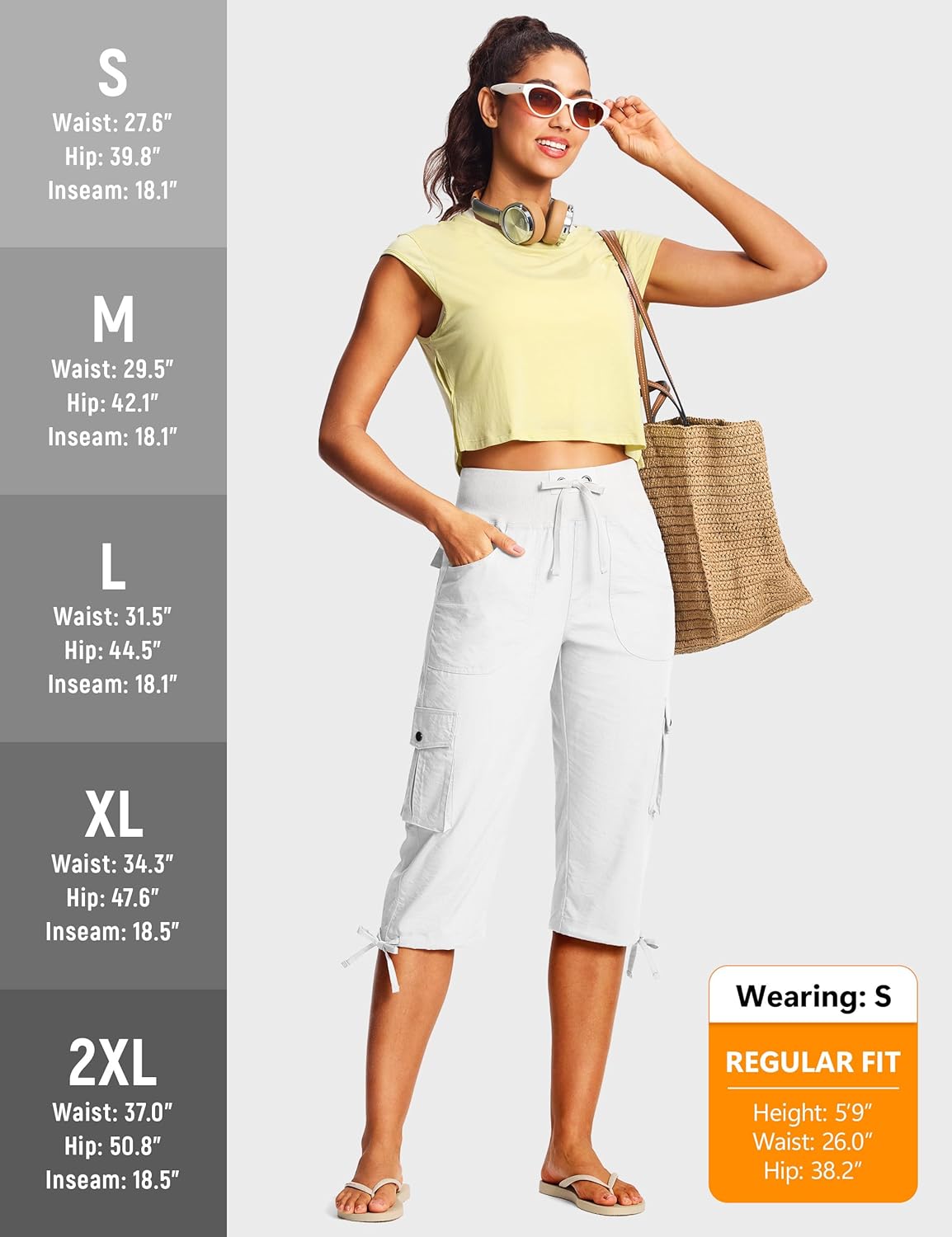 15"/ 18" Capri Pants for Women Cargo Hiking Pants Lightweight Women's Capris with 6 Pockets Summer Casual Travel - Image 6