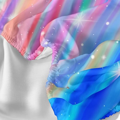Vista 57 de Sábanas y fundas de almohada de microfibra suave arcoíris, sábana bajera ajustable con bolsillos profundos, sábana bajera ajustable para decoración