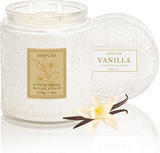 Vanille Duftkerze im Glas – Duftkerze aus Sojawachs mit Doppeldocht, ca. 50 Std. Brenndauer, handgegossen, warmer Vanilleduft für Zuhause, Entspannung & als Geschenkidee