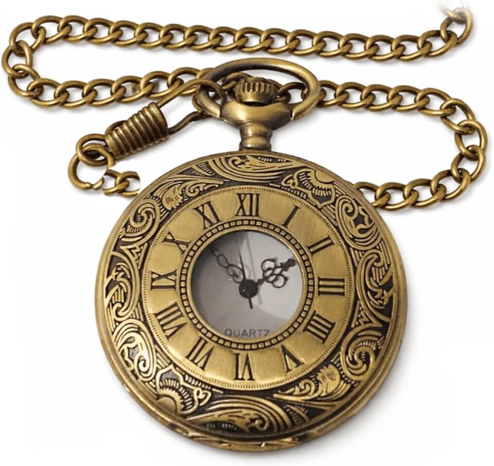 Relógio De Bolso Quartz Clássico Com Corrente Estilo Antigo Retro Vintage