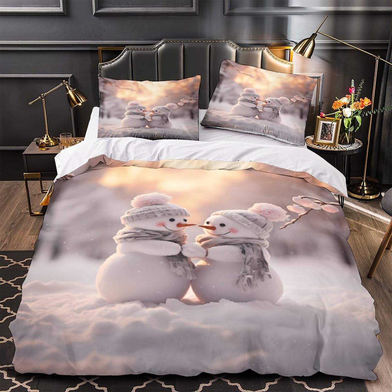 Housse de couette bonhomme de neige anti-acarien 140x200