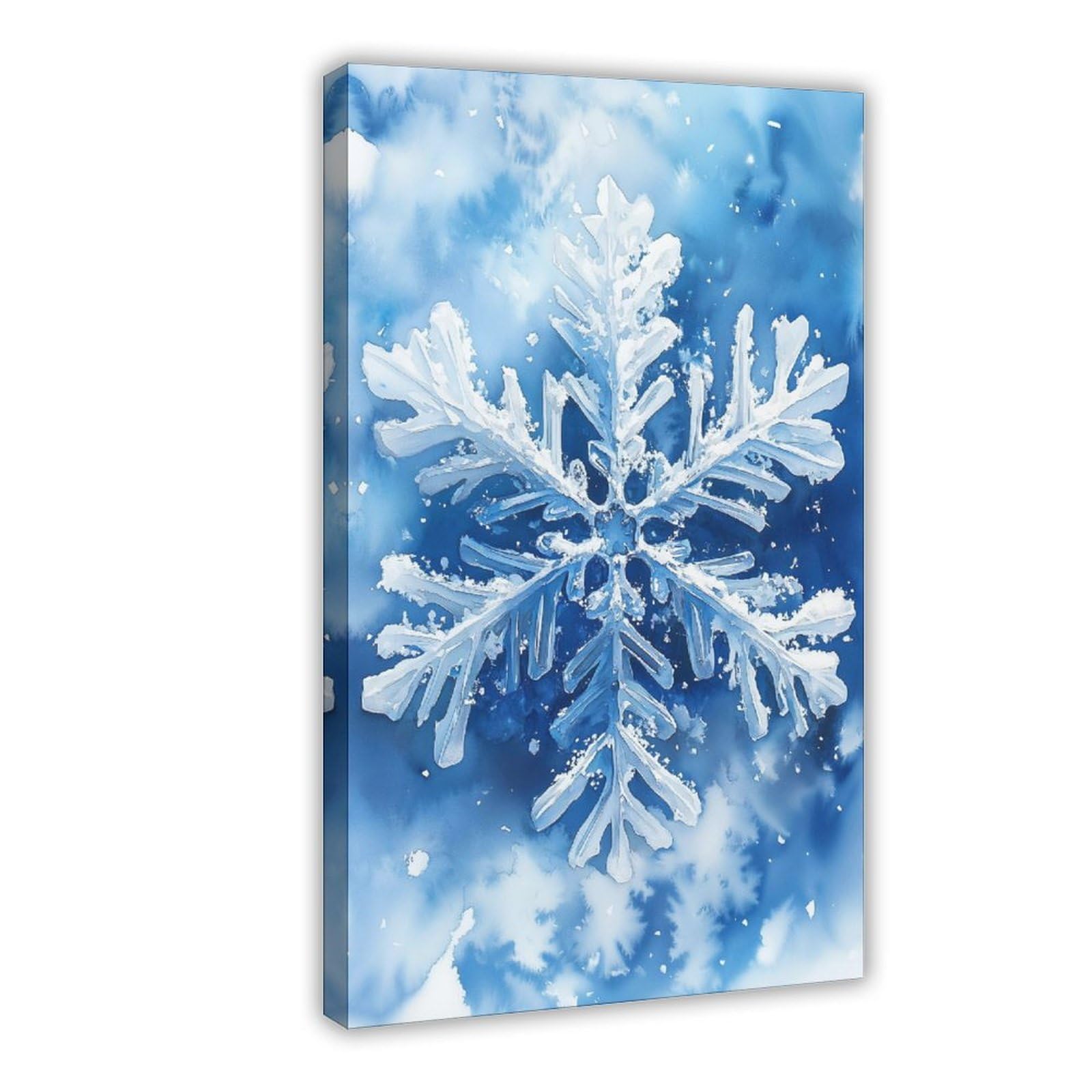 Qnvjqkdsi Frame Watercolor Snowflake Art Canvas Poster Bedroom Decor Landscape Office Room Decor Gift 24" L X 36" W