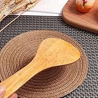 Vista 7 de Espátula de madera para cocinar, espátula de cocina de mango largo, pala de arroz, espátula antiadherente, cucharas de madera, raspador, cuchara