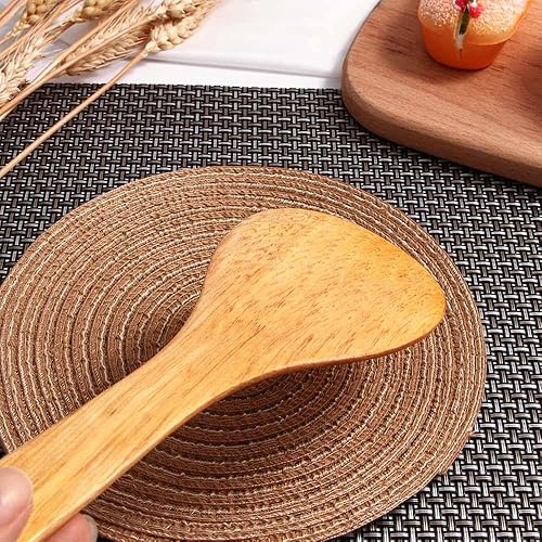 Miniatura 7 de Espátula de madera para cocinar, espátula de cocina de mango largo, pala de arroz, espátula antiadherente, cucharas de madera, raspador, cuchara de