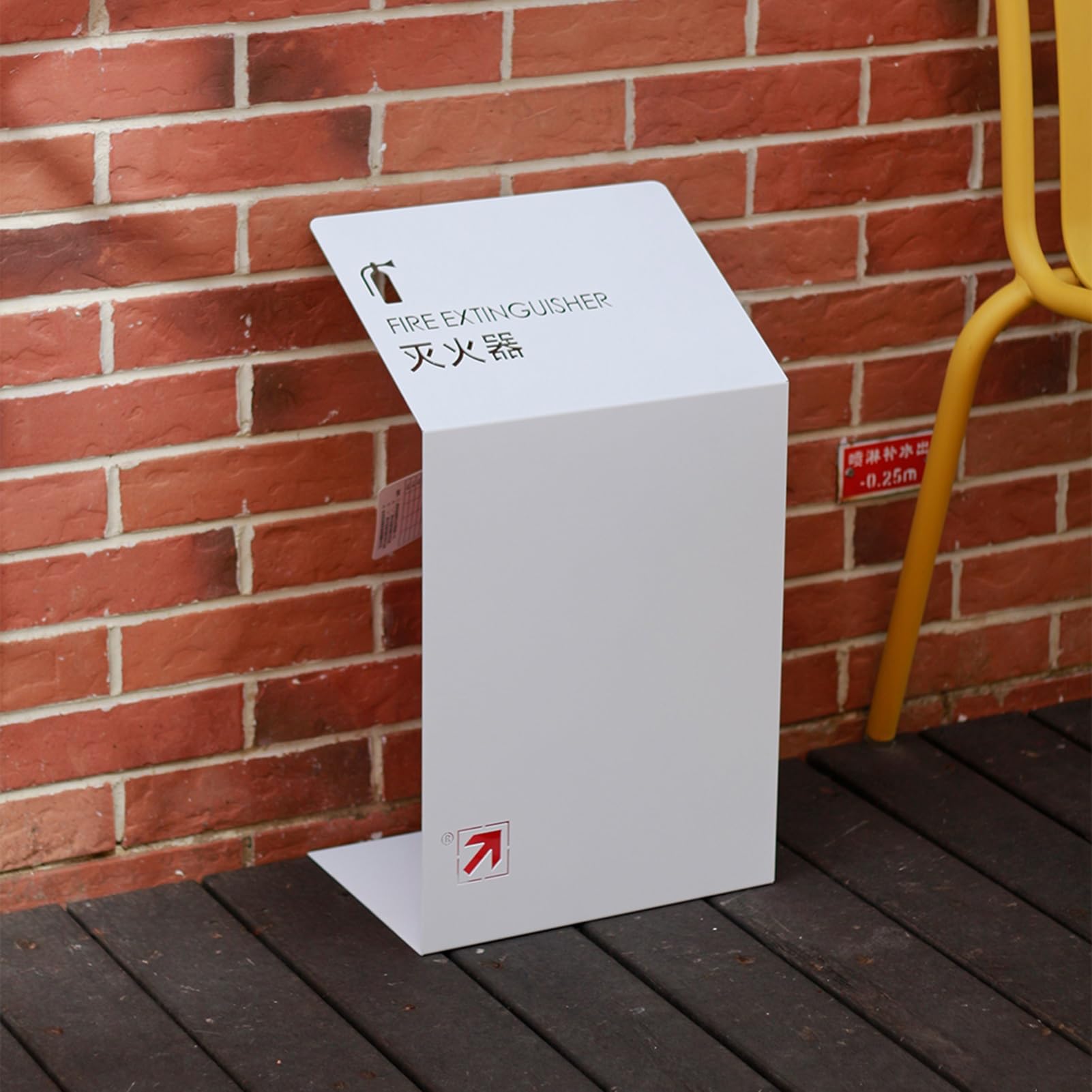 Soporte para extintor de incendios, caja de almacenamiento de acero montado en la pared con letrero para organización de equipos de seguridad