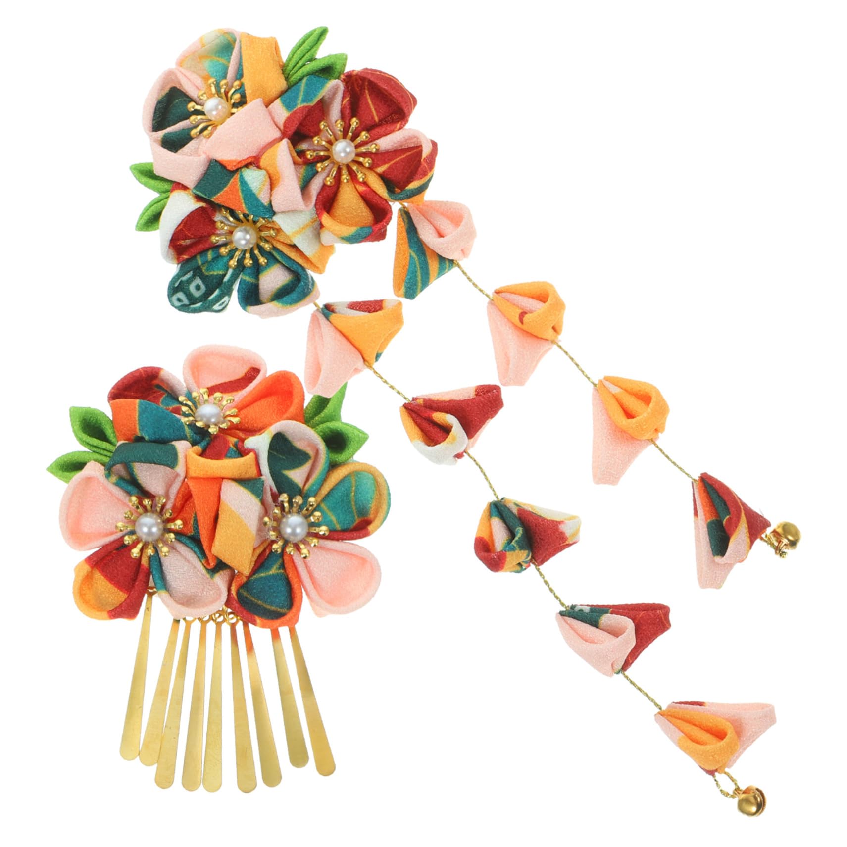 Housoutil 6stücke Japanischer Stil Blumen-stirnband Mode Stoff-metall Haaraccessoires Für Damen Und Mädchen Gelb Für Festliche Anlässe Und Alltag