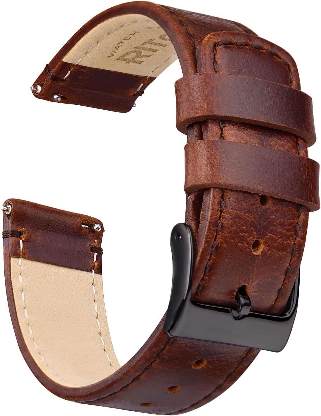 Ritche Christmas Gift Quick Release Leather Watch Band Leather Watch Strap 18mm 19mm 20mm 21mm 22mm 23mm or 24mm for Men and Women, White Elephant Gifts, Stocking Stuffers For Men