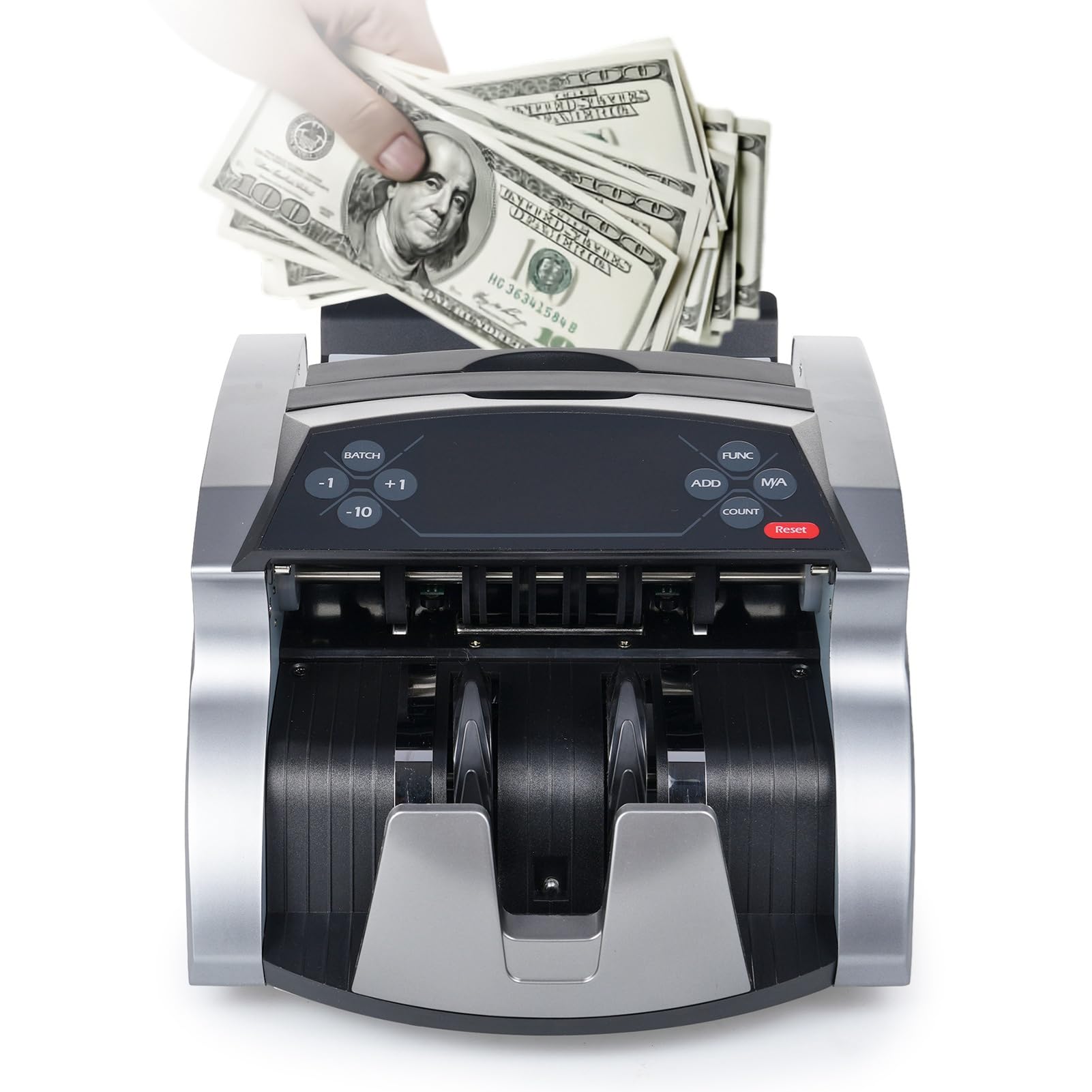 Liczarka pieniędzy z wykrywaniem fałszerstw UV MG i IR - Automatyczna liczarka gotówkowa kompatybilna z USD EURO GBP AUD JPY KRW INR i THB - 1000 rachunków na minutę - Tryby