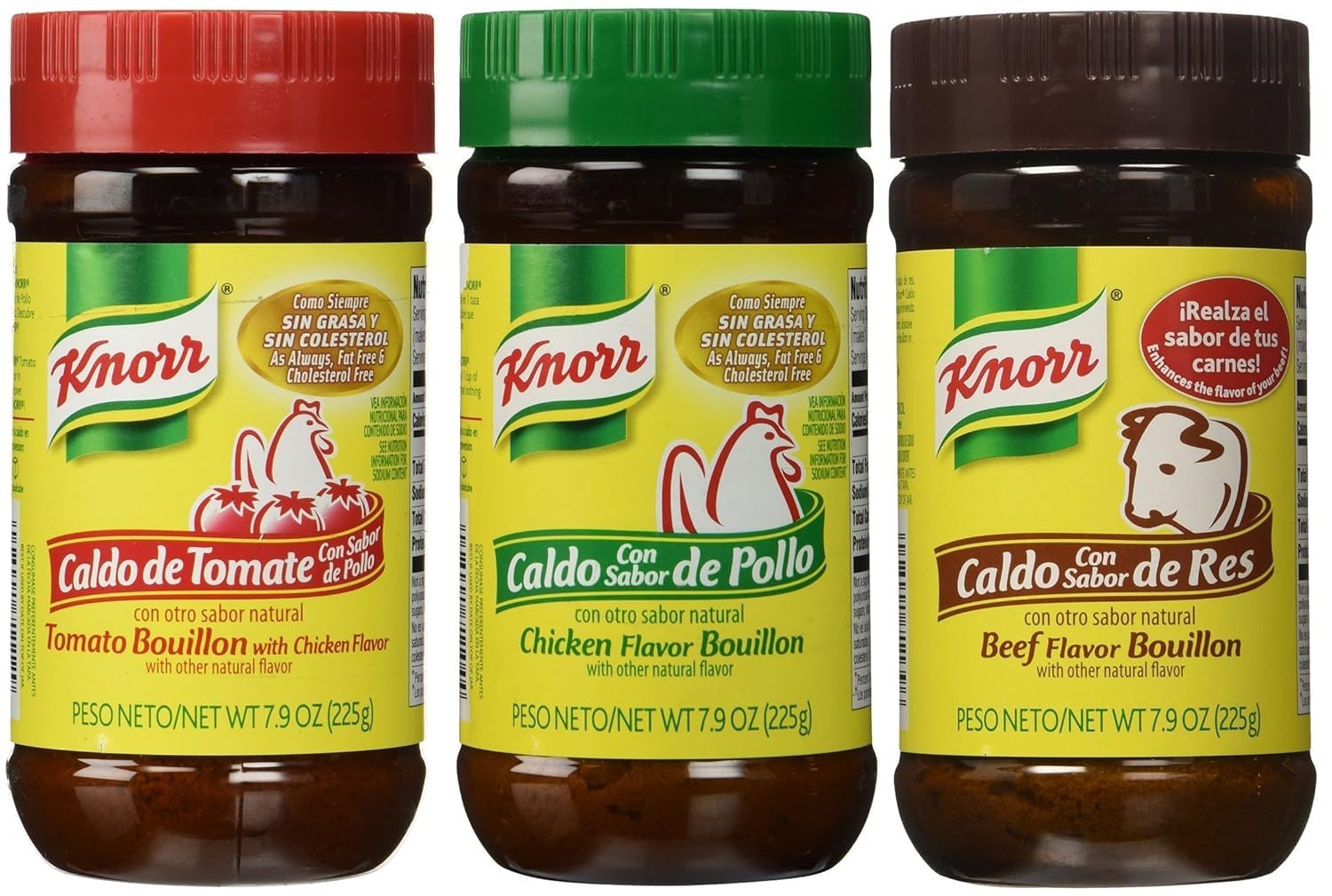 Chicken Bouillon Granulated, Beef Bouillon, Tomato Bouillon with Chicken Flavor, 3 x 7.9oz, Pack of Three Flavors.