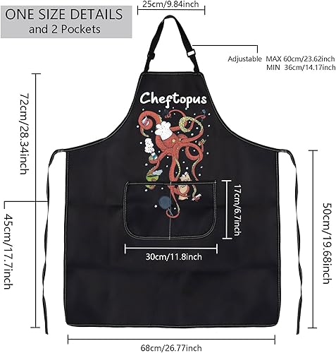 Miniatura 2 de MBMSO Delantal de cocina de pulpo, divertido pulpo, regalos de cocina, regalo de chef, delantal de humor para amantes del pulpo, regalo de barbacoa,