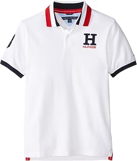Camisa polo masculina manga curta Matt Ivy, gola polo da Tommy Hilfiger, 100% algodão, logotipo bordado, vermelho real, 12 meses Tommy Hilfiger