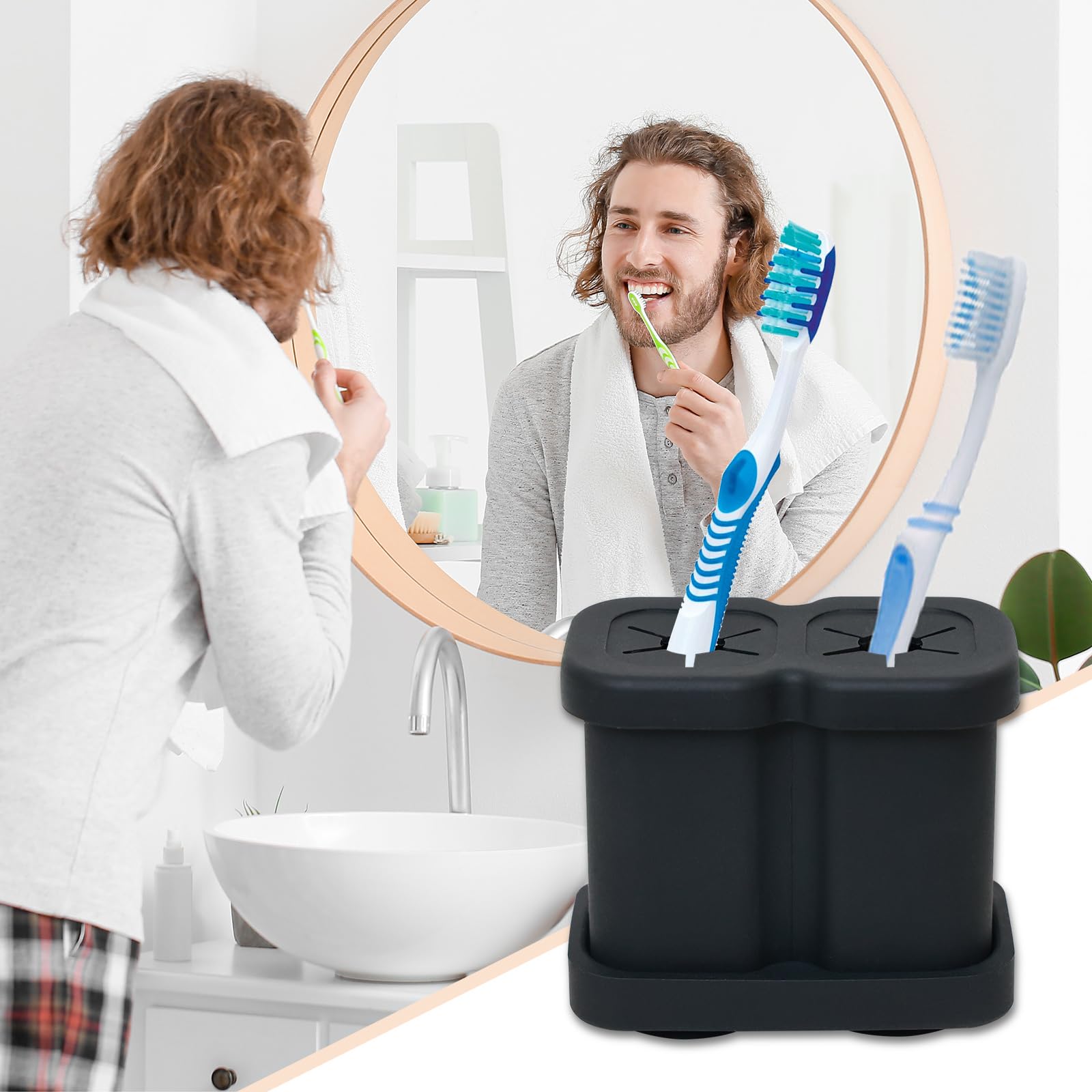 Lot de 2 porte-brosses à dents électriques, support mural, organiseur