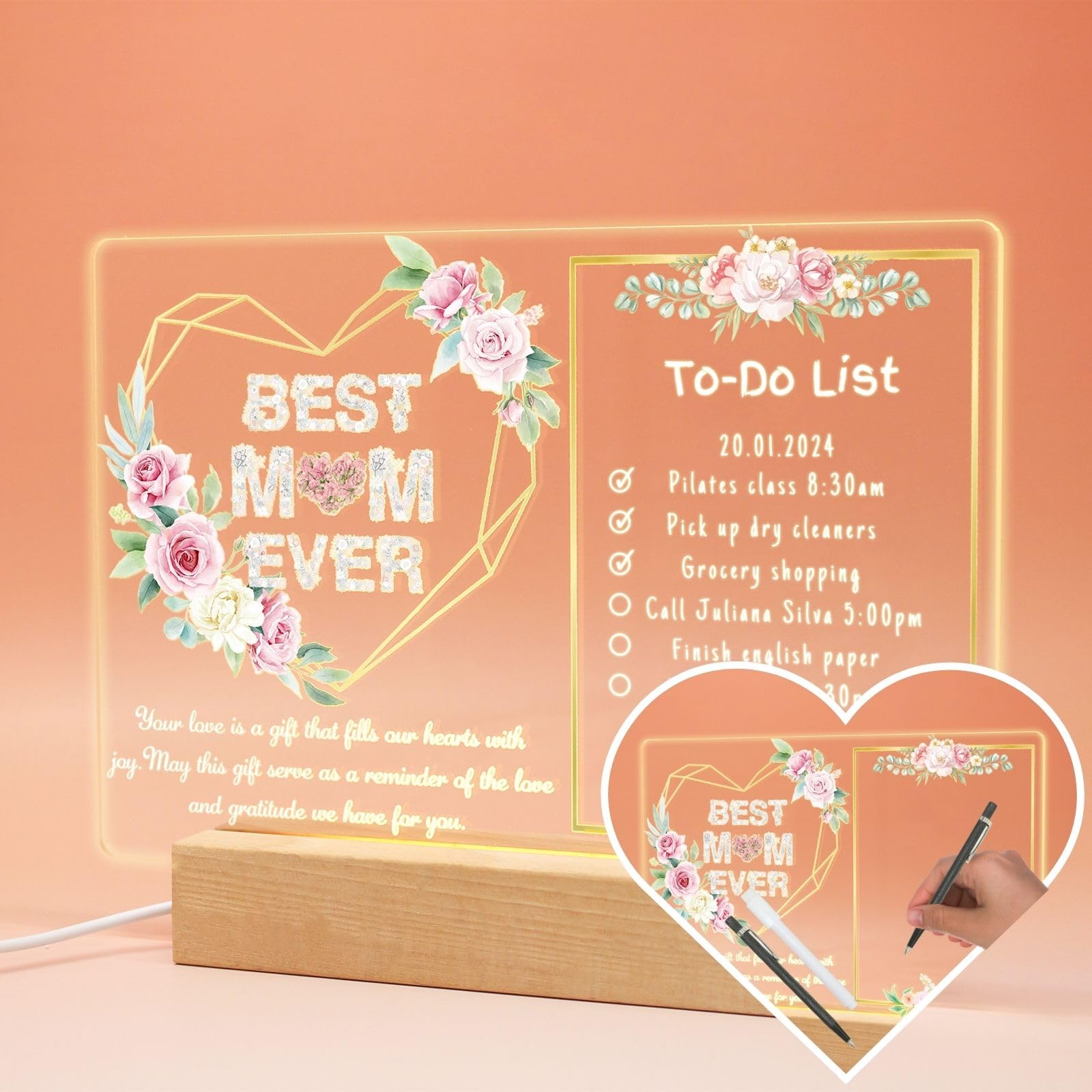Uniqicon Mum Birthday Gifts from Daughter Kids, Mum Glass Plaque, Acrylic Plaque Presents for Mum, Best Mum Gifts