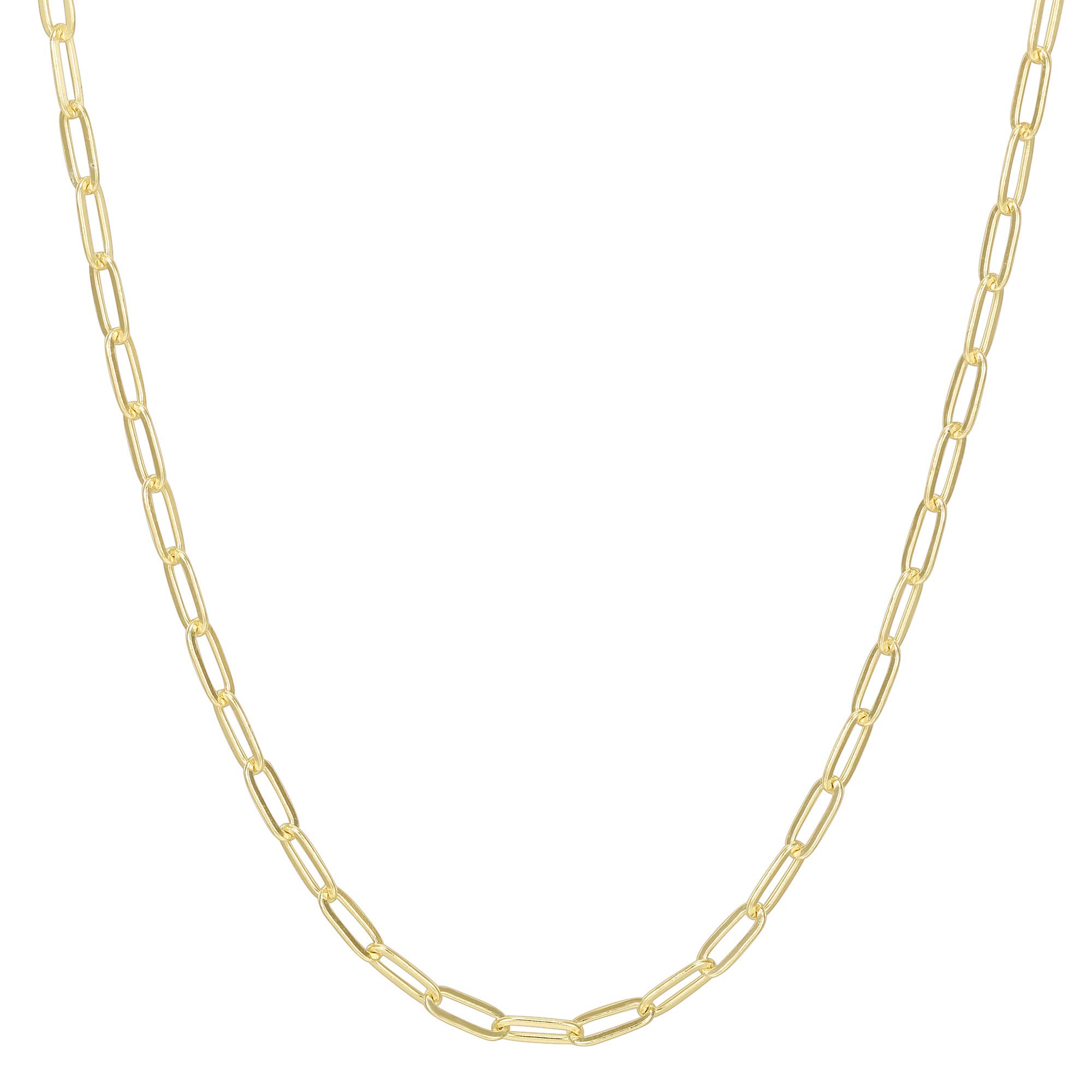 PAVOI 14K Gold Plated Curb Paperclip Box Sphere Bead Snake Herringbone and Figaro Chain Adjustable Necklace
