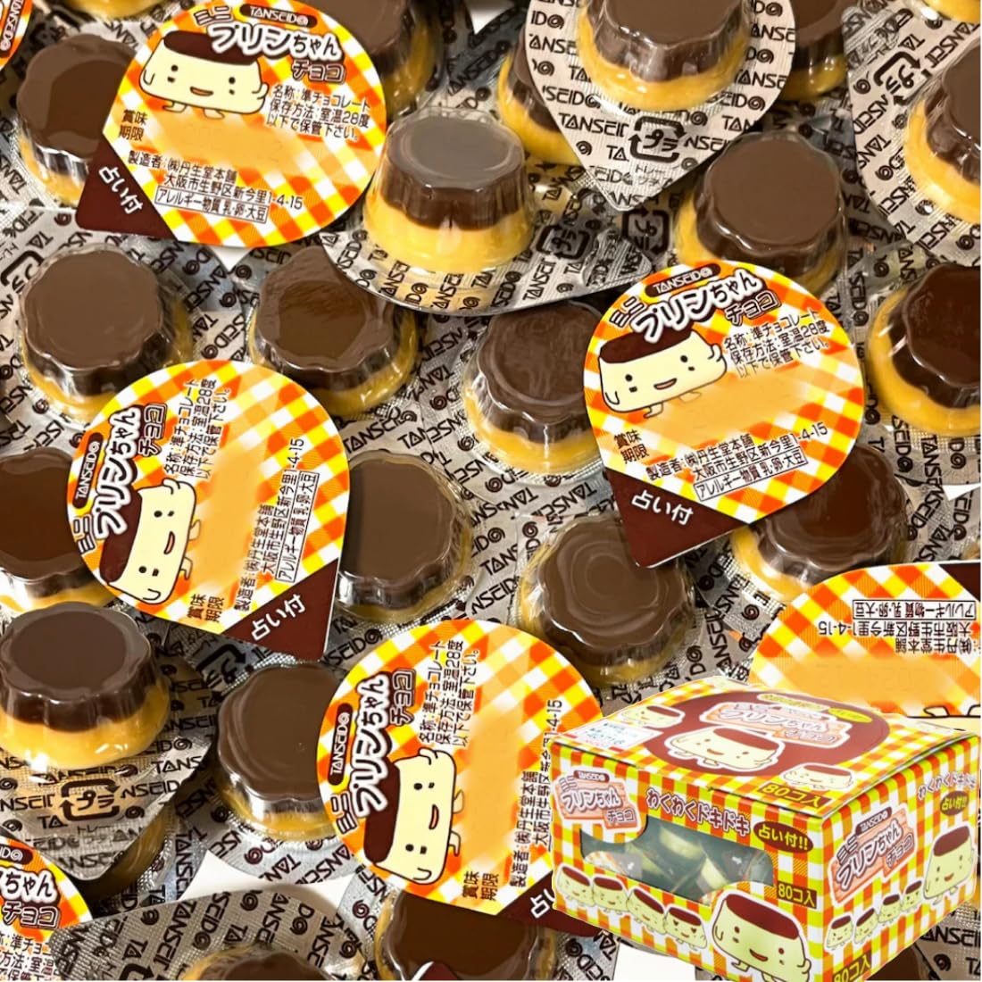 Amazon.co.jp: ミニプリンちゃんチョコ (占い付) (80個) : 食品・飲料
