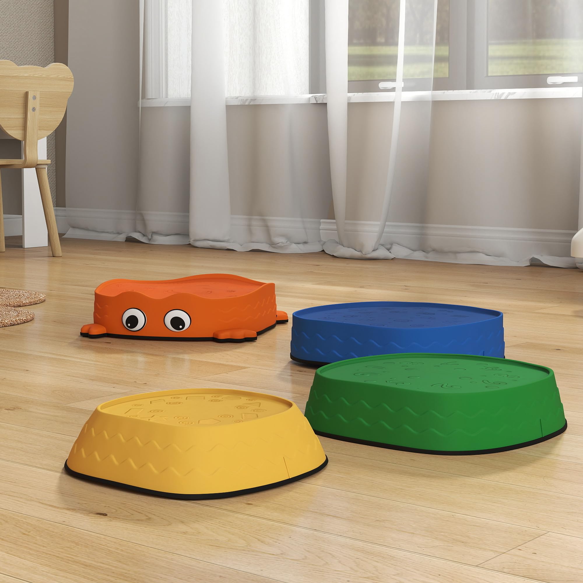 AIYAPLAY Conjunto de Piedras de Equilibrio para Niños Apilables de 5 Piezas Juego de Equilibrio para Niños de +2 Años Forma de Rana Antideslizantes para Interior y Exterior Multicolor