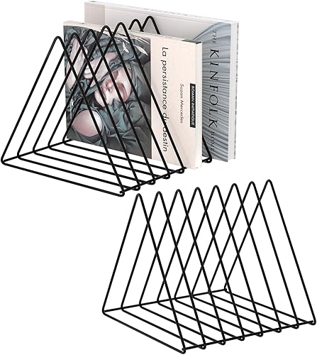 Miniatura 13 de Urban Deco Organizador de escritorio triangular, soporte para revistero de alambre de metal, 10 secciones, organizador de carpetas de archivos Negro