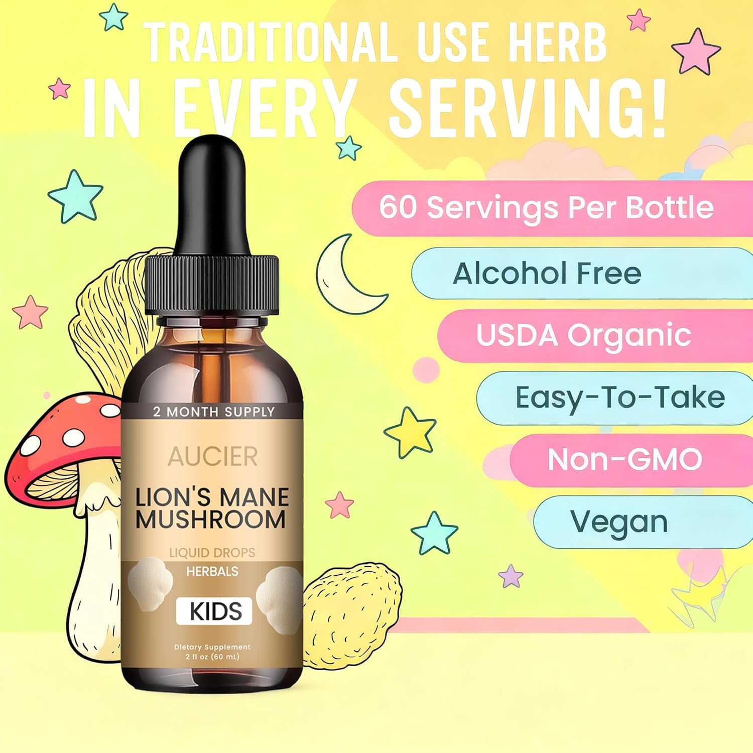 Lions Mane for Kids | Speech Delay Supplement for Kids & Toddlers | Lion’s Mane Mushroom, for Speech Therapy & Cognitive Support – Easy-Take Liquid (1PCS) - Image 3