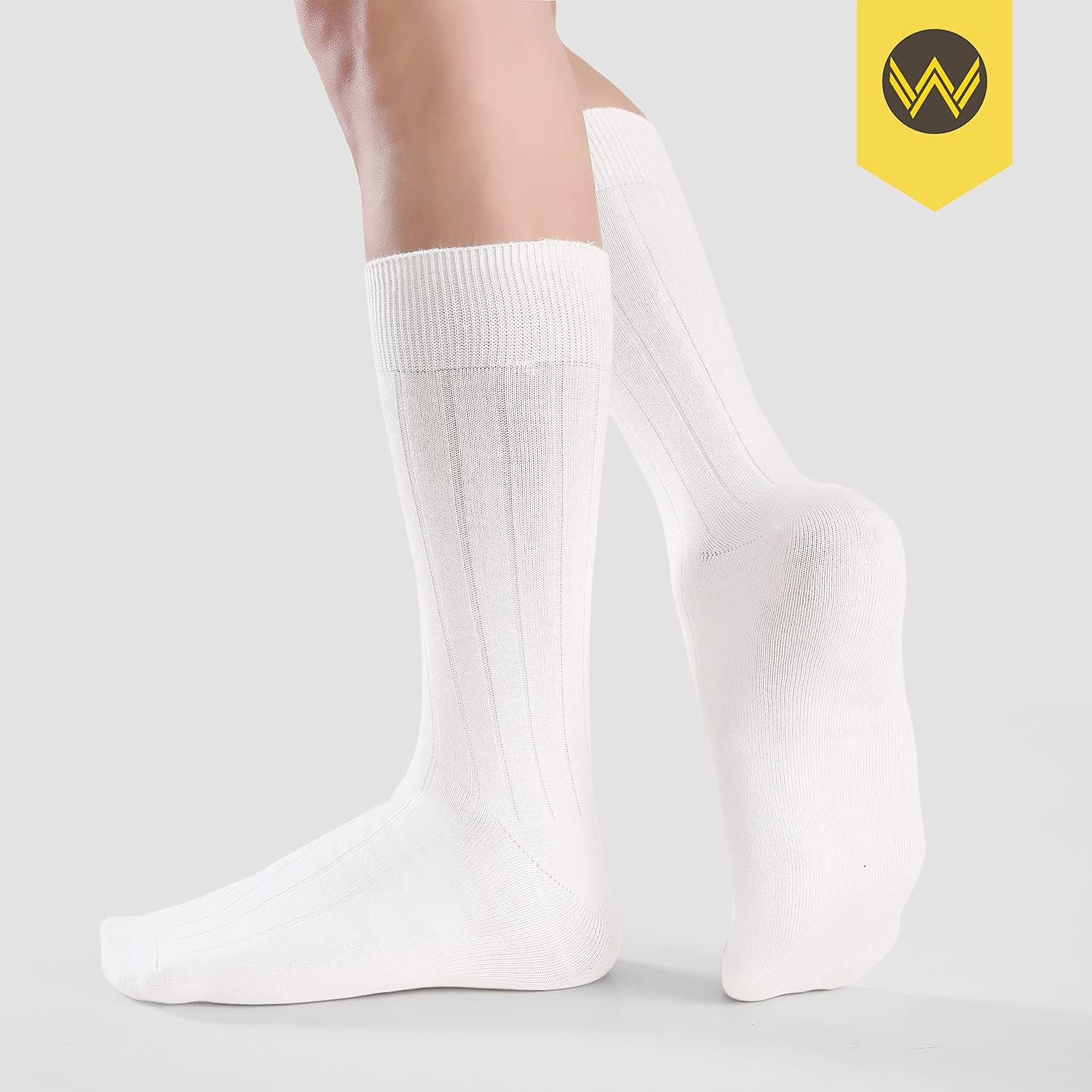 WANDER Mens Dress Socks Double Needle Rib Cotton Solid Premium Socks Lightweight Classic Business Socks 6/8 Pairs 7-12/13-15 - Image 5