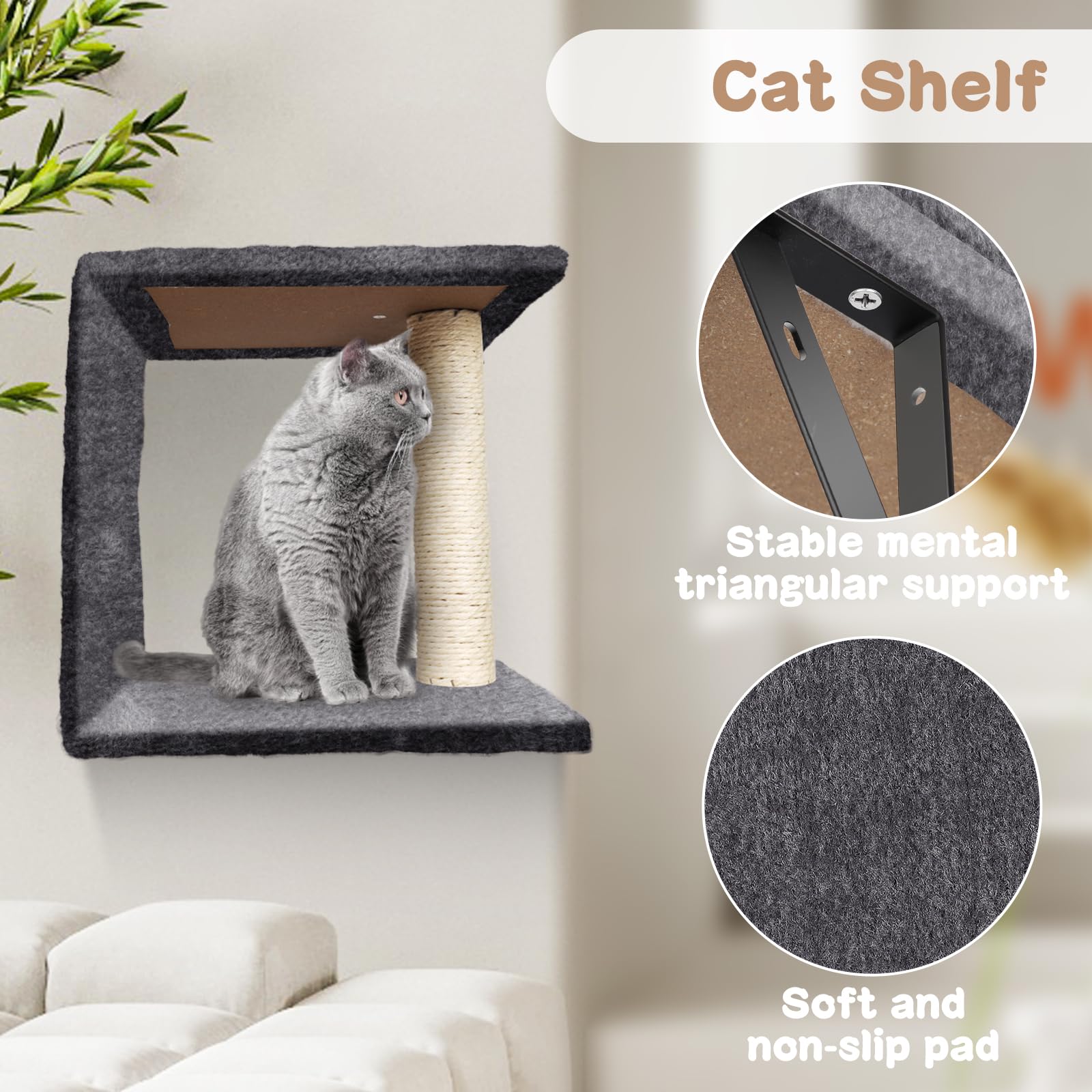 pawchopCat Climbing Frame Set, in Stable Cat Wall Furniture Set, Cat  Tree for Indoor, Cats Wall Shelves with Cats Scratching Posts, Steps  Kitten