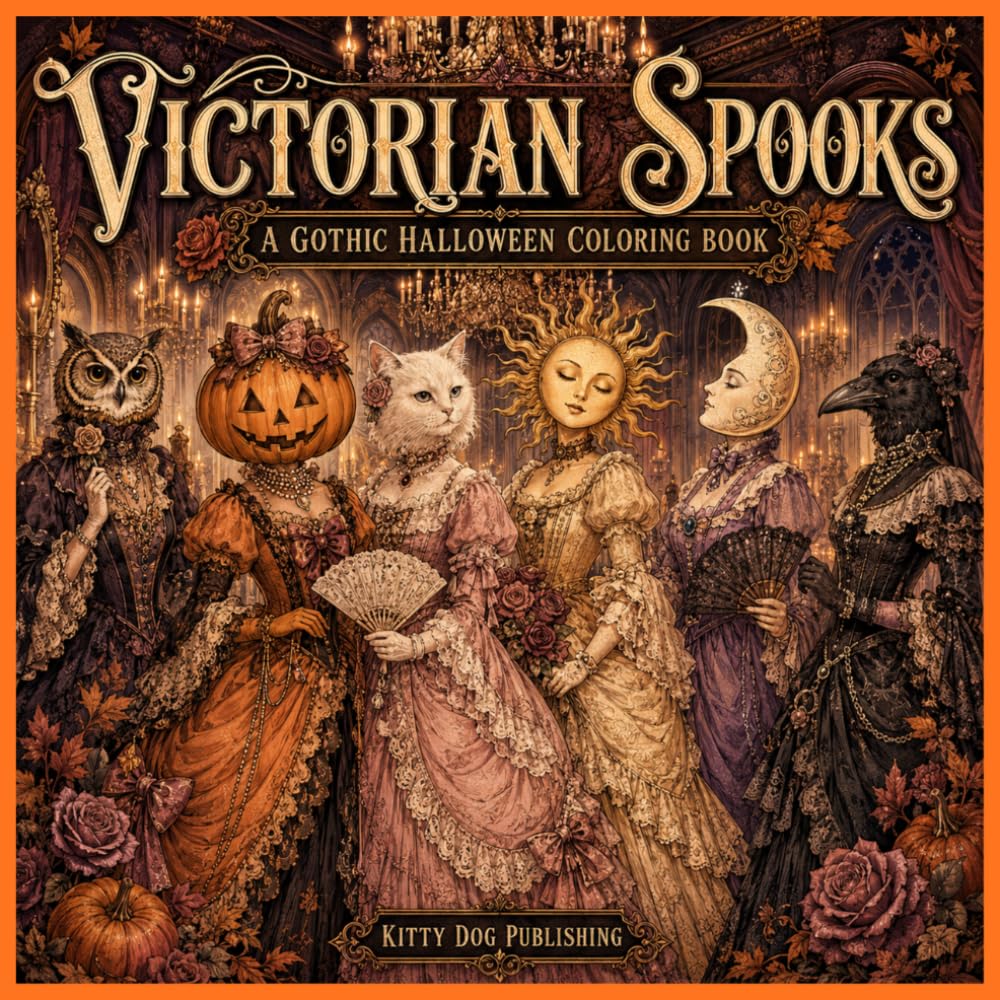 Victorian Spooks: A Gothic Halloween Coloring Book: Elegant Victorian Ladies, Celestial Beauties & Whimsical Spooky Characters for Relaxation and Creativity
