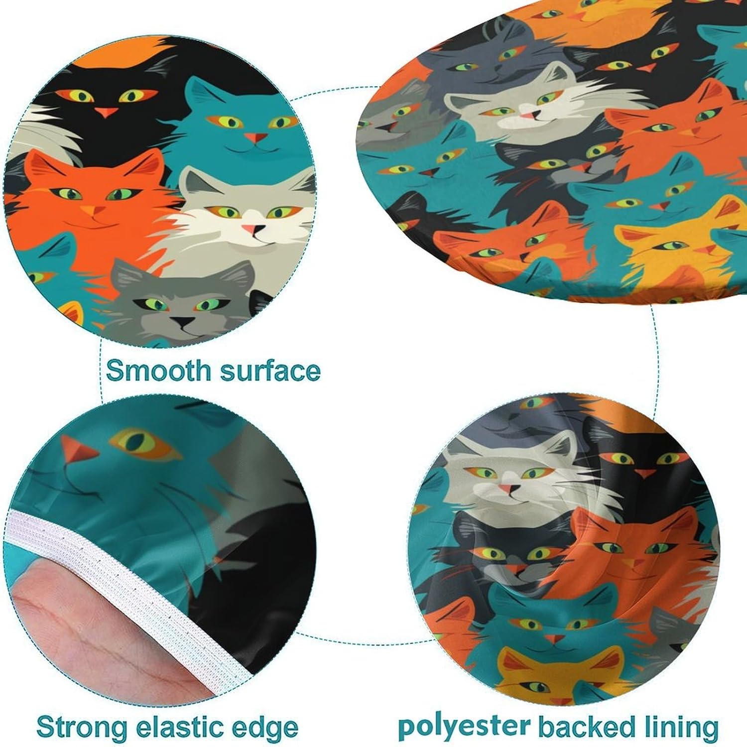 Colorful Cats Print Oval Table Cloths Leakproof & Sturdy Washable Tablecloths for Oval Tables Table Cloth Oval Table for Dining Camping Indoor and Outdoor Fits for 42 x 60 Oval Table