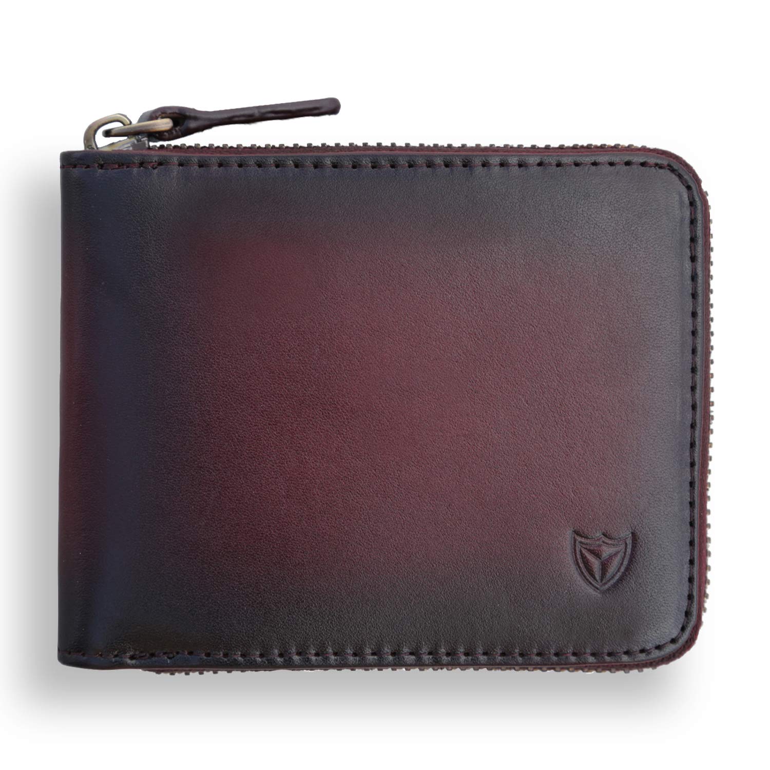 RFID Men's Leather Zipper Wallet Zip Around Wallet Bifold Multi Card Holder Purse