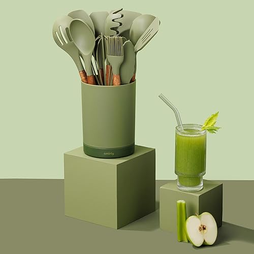 Miniatura 5 de Juego de utensilios de cocina de silicona y soporte juego de utensilios de cocina, esenciales de cocina para el nuevo hogar y el primer apartamento,