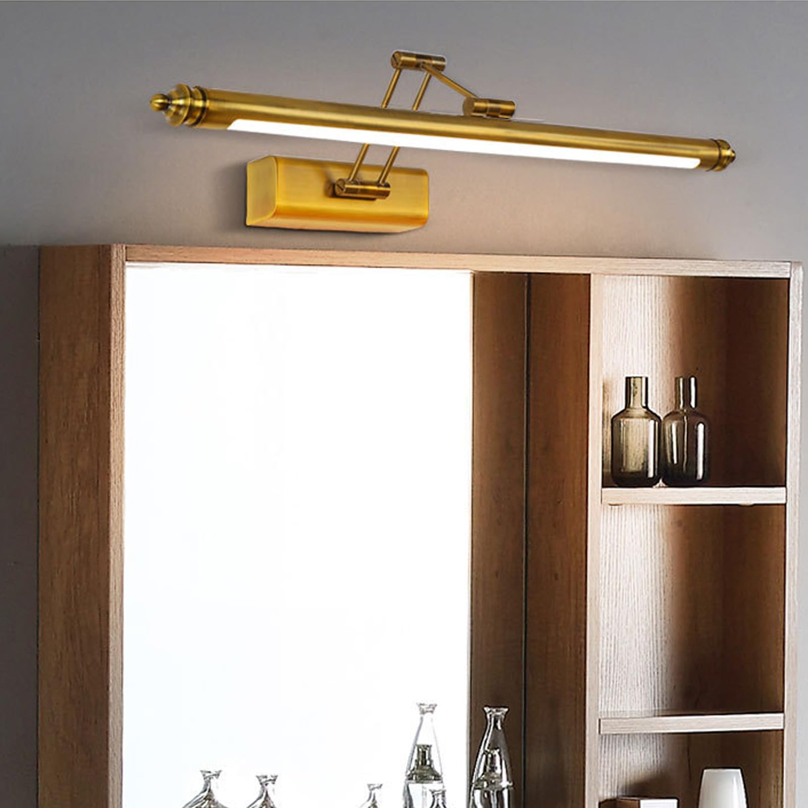 Feng Shui， Luz de Pared LED sobre Espejo Interior con Brazo Ajustable Lámparas Lámpara Aplique Giratorio de 270 ° Iluminación Impermeable Tira Larga para Pinturas Pasillo Baño