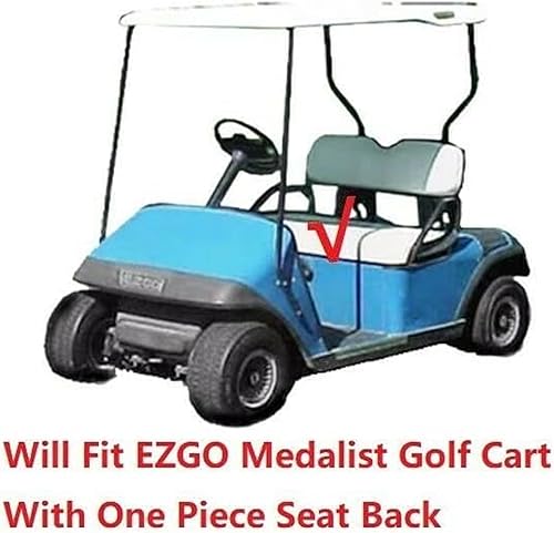 Vista 201 de Huskey - 2 fundas de asiento delantero para carrito de golf EZGO Medalist/TXT 94-13, costuras de diamante negro y azul de dos tonos con ribete azul