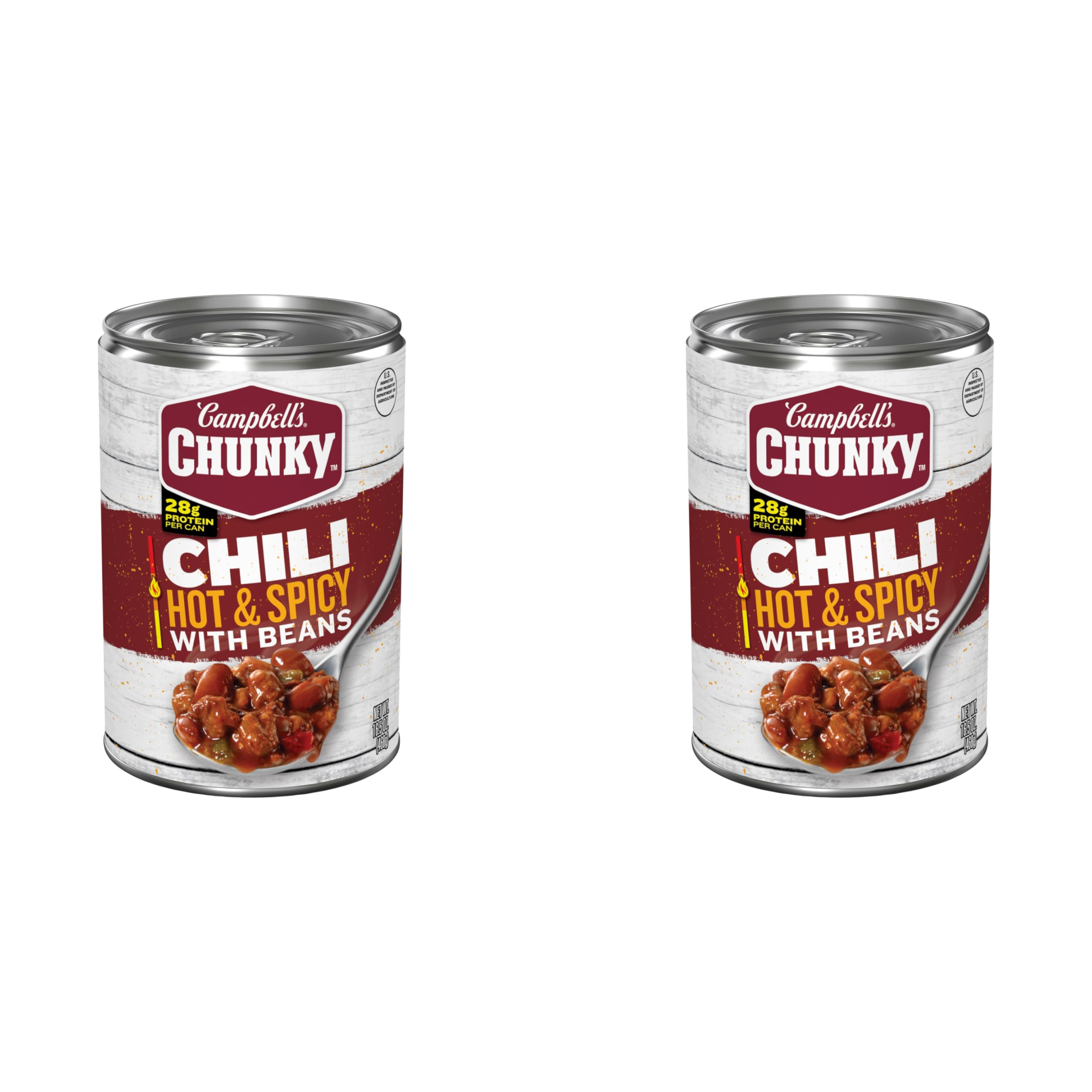 Campbell’s Chunky Hot and Spicy Chili With Beans, 16.5 oz Can (Pack of 2)