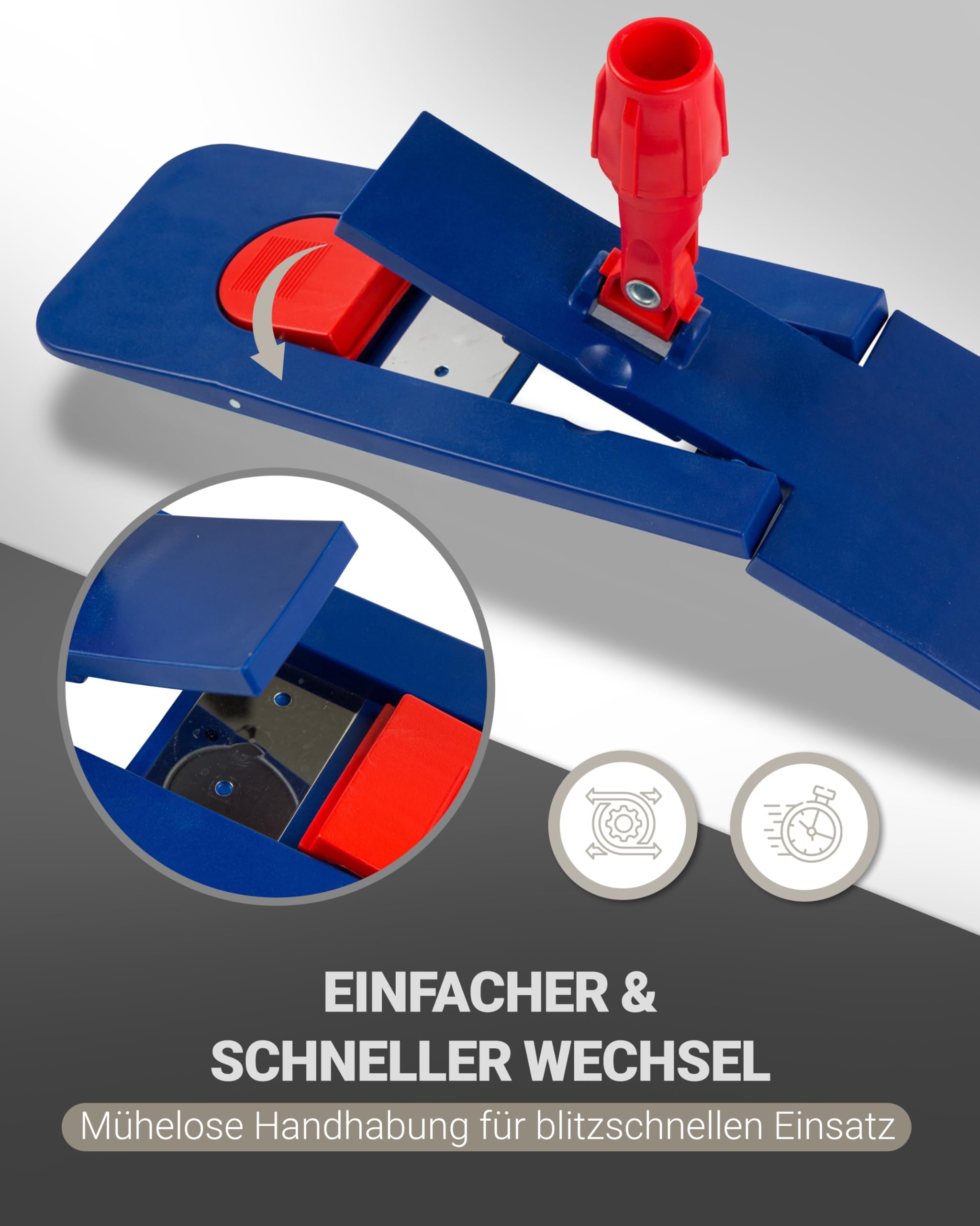 Requisite Needs Bodenwischer Mit Baumwoll-Schlaufen – 2 Ersatzköpfe, Verstellbarer Edelstahlgriff, Abnehmbar – Für Nass- Und Trockenreinigung