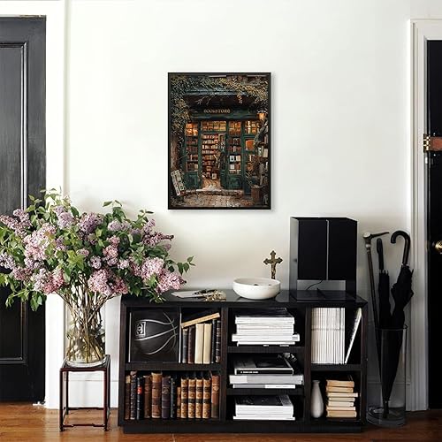Miniatura 7 de Póster de la Academia Oscura Librería Moody Librería, arte de pared de 08 x 10 pulgadas, marco negro, vintage, pinturas de lectura antiguas,
