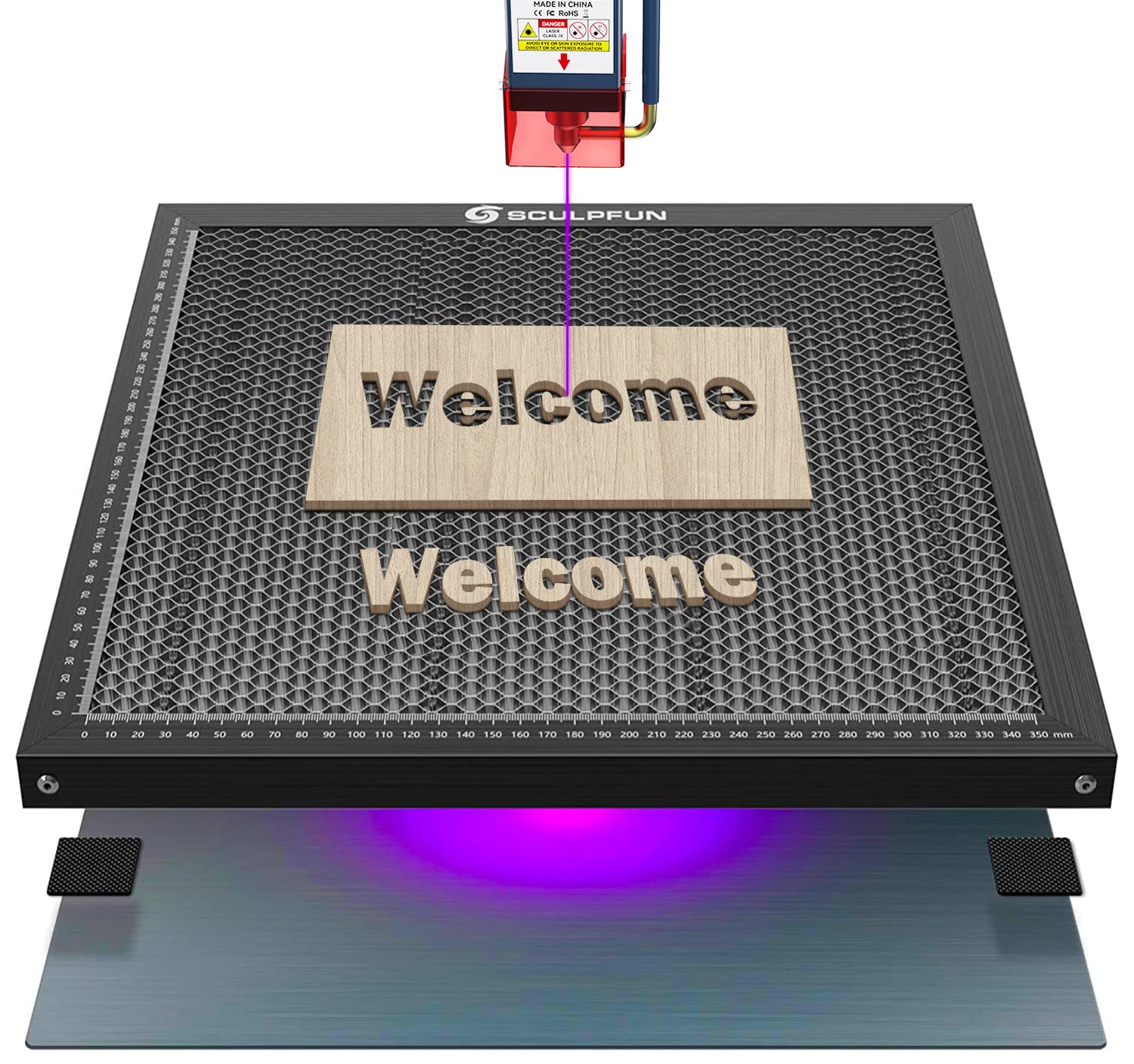 SCULPFUN Honingraatwerktafel voor lasergraveermachine Lasergraveren CO2 voor S9 S10 S6 A10 X7 A5 Pro Laser Engraver Productgrootte 400x400x22mm