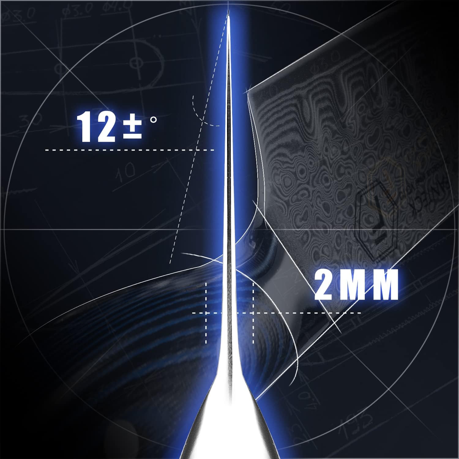 Santoku Knife 5 Inch FANTECK Damascus Kitchen Knife Ultra Sharp Blade Japanese Steel High Carbon VG10 67-Layer Full Tang Best Santoku knife for Pro Chef &Restaurant[Gift Box&Sheath]-Blue G10 Handle: Home & Kitchen