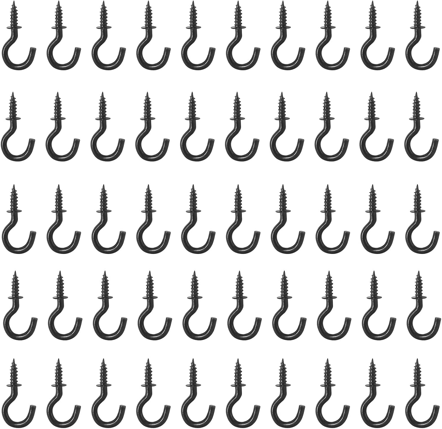 Jamiikury 50Pcs 1/2 Inch Cup Hooks, Black Ceiling Hooks