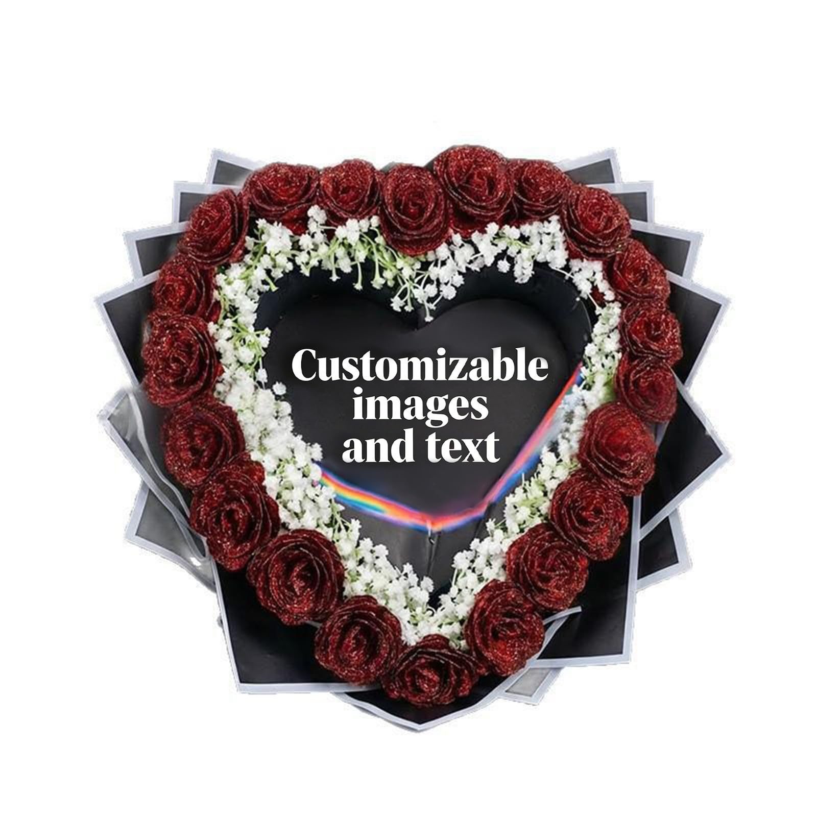 Roses scintillantes noires 30cm pour décoration de table anniversaire