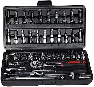 DIP 46 in 1 Pcs Tool Kit & Screwdriver set and Precision Socket Set Wrench Set Multi Purpose Combination Tool Case, Multicolour