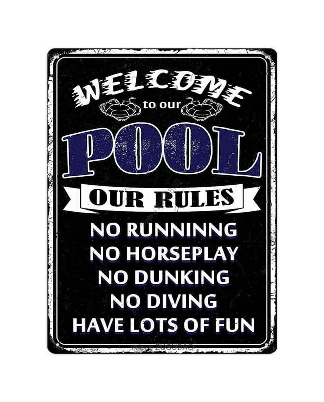 CBQZCHWDKT Vintage Style Pool Rules and Welcome Sign Outdoor Metal Tin Plaque with Custom Design for Backyard Patio Deck or Front Yard 8 X 12 inch​