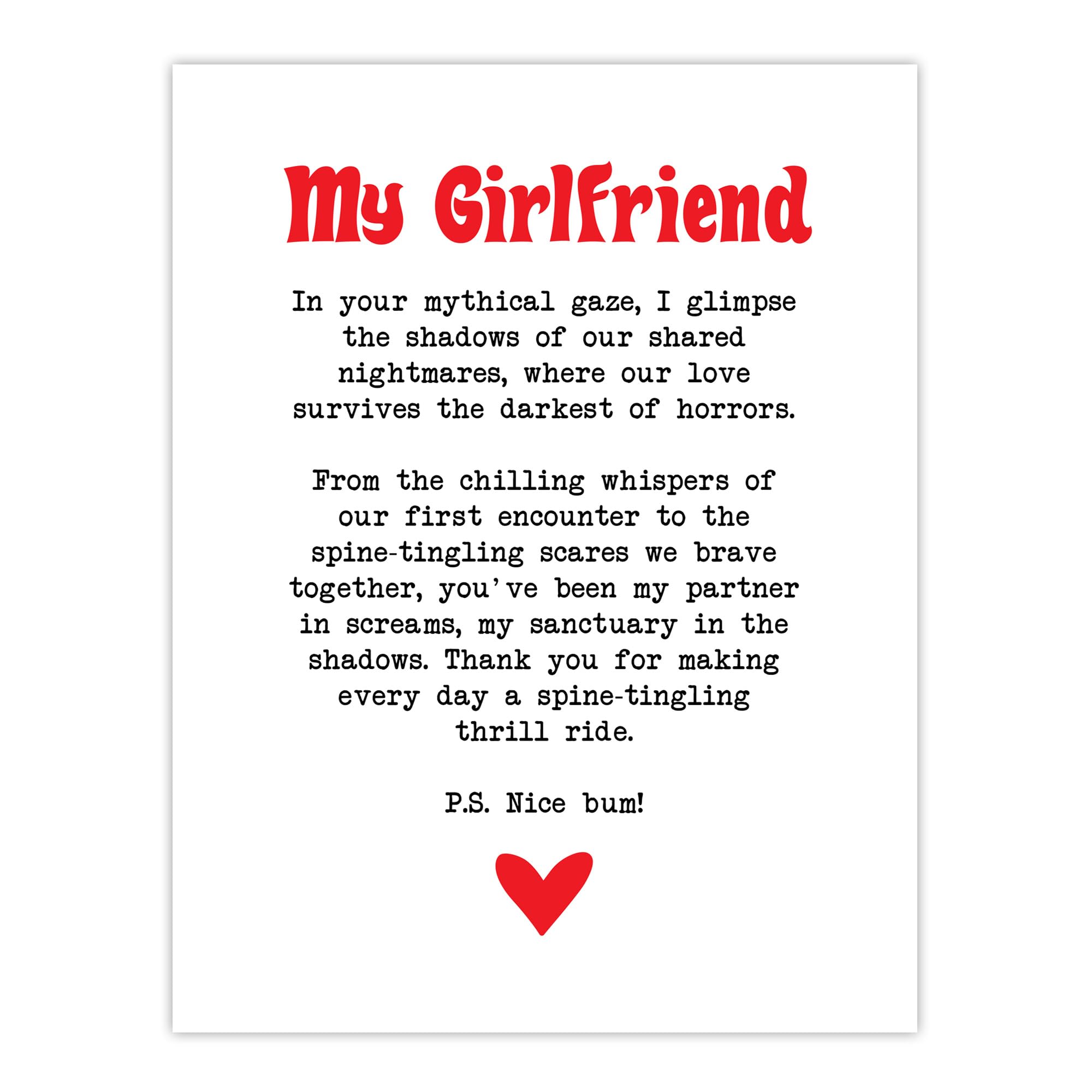 Artery8 Love Poem Horror Fan Girlfriend Romantic Poetry Bedroom Extra Large XL Wall Art Poster Print