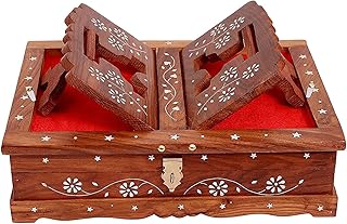 santarms Wooden Quran Box Shareef Box/Geeta Box with Brass Work Holy Book Stand Box for Reading Quran, Geeta, Guru Granth Sahib, Bibil-picture-31