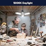 SANSI 300W LED Garage Ceiling Light Deformable, 3300LM 5000K Daylight White Bright LED Shop Lights with 3 Adjustable Panels, ETL Certified, Screw in E26 Bulb Socket for Workshop Storage Room Basement