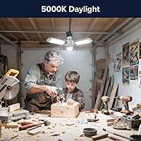 Vista 7 de SANSI 3-Panel Deformable LED Garage Light, 300W Equivalent 30W, Garage Lights Ceiling Led,E26 Screw in Adjustable Shop Light with 5000K Daylight