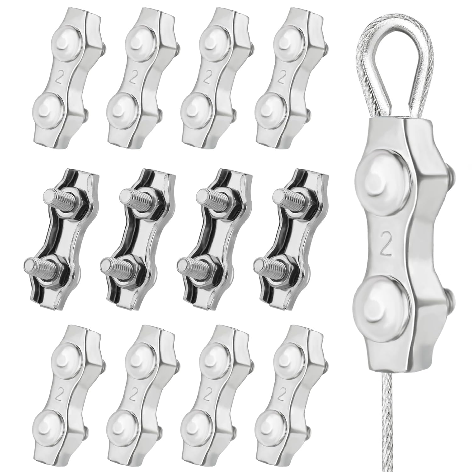 Купить Одежда 12Pcs M2 Wire Rope Clamp, Stainless Steel Duplex Clamp
